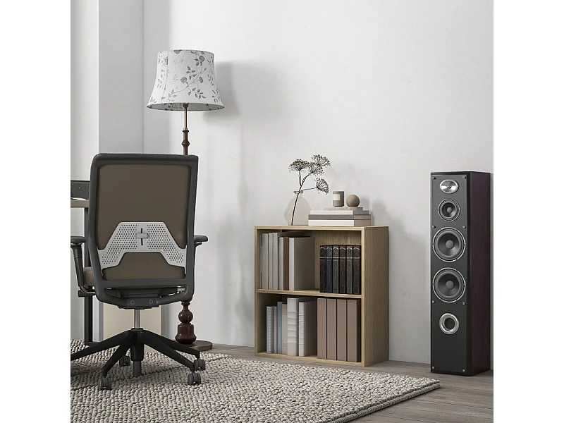 Bibliothèque cube 2 rangements MAURANE effet bois naturel