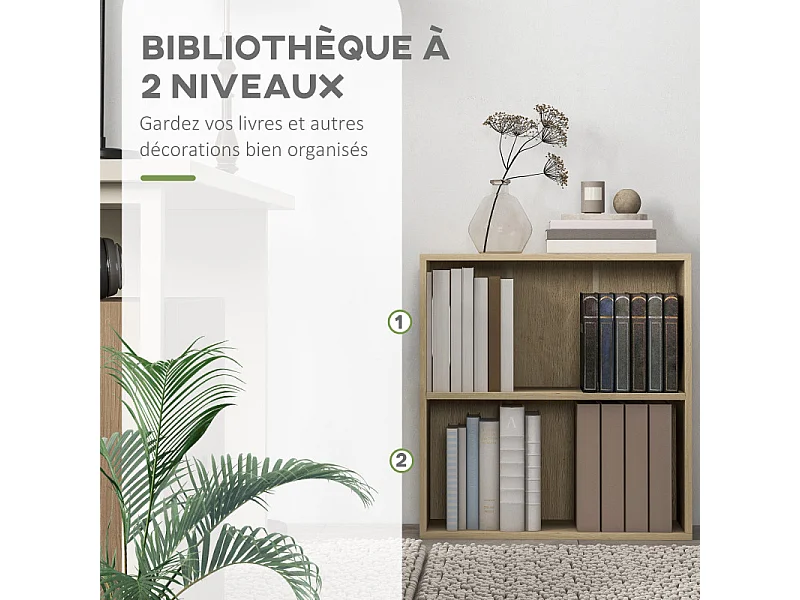 Bibliothèque cube 2 rangements MAURANE effet bois naturel