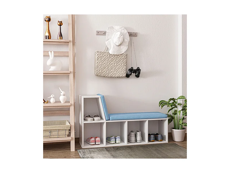 Bibliothèque Banc 2 en 1 JACADI bleu chiné et blanc