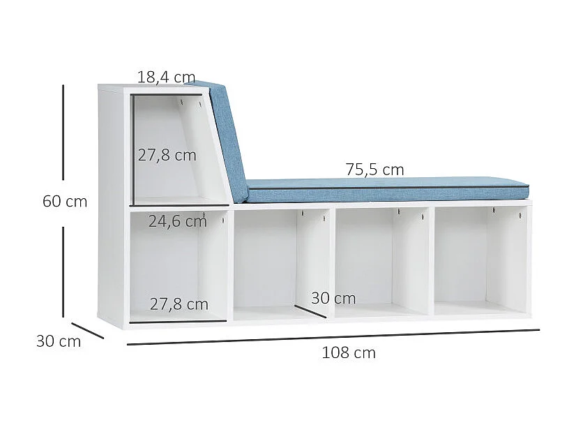 Bibliothèque Banc 2 en 1 JACADI bleu chiné et blanc