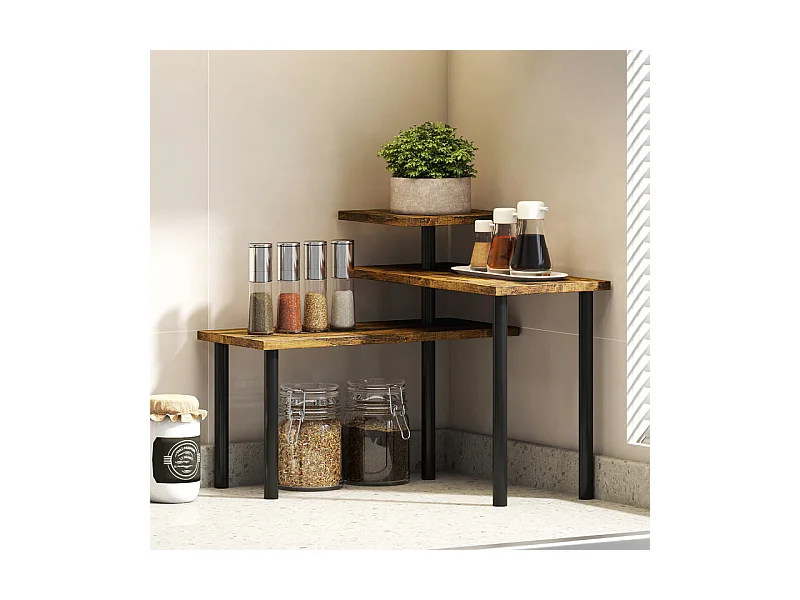 Etagère de cuisine à poser modulable HELVA marron et noir