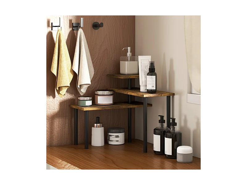 Etagère de cuisine à poser modulable HELVA marron et noir