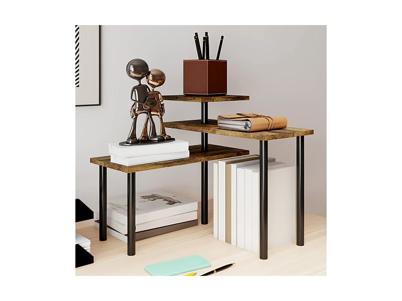 Etagère de cuisine à poser modulable HELVA marron et noir