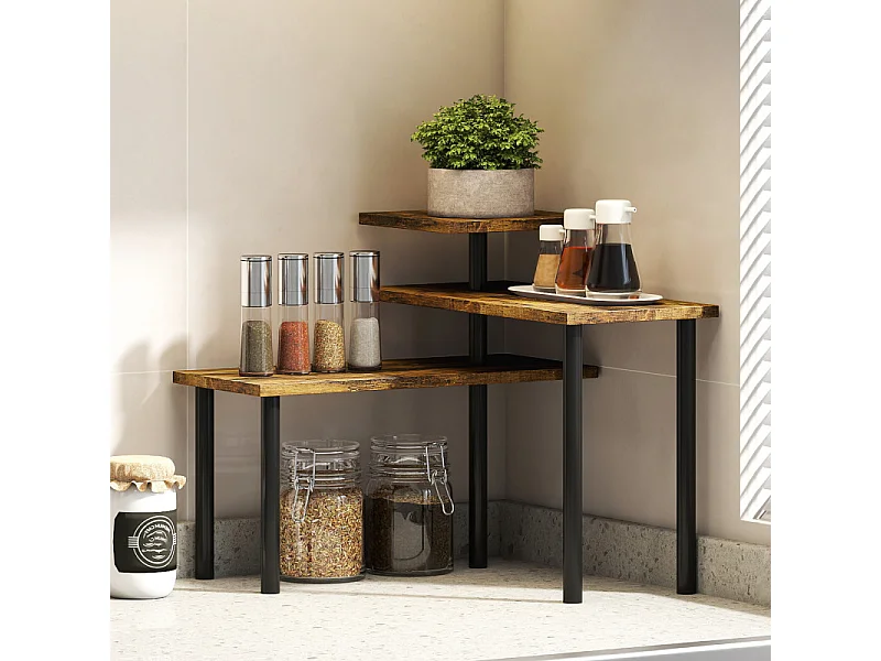 Etagère de cuisine à poser modulable HELVA marron et noir