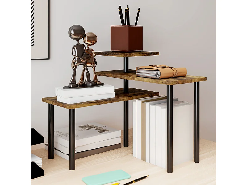 Etagère de cuisine à poser modulable HELVA marron et noir