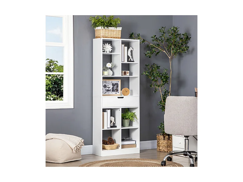 Bibliothèque étagère tiroir LAROK blanche