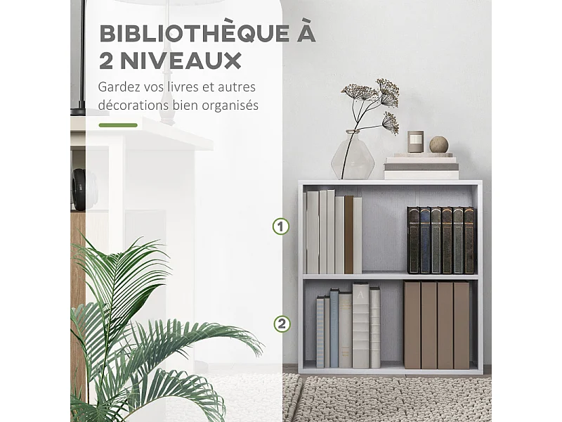 Bibliothèque cube 2 rangements BALOU blanche