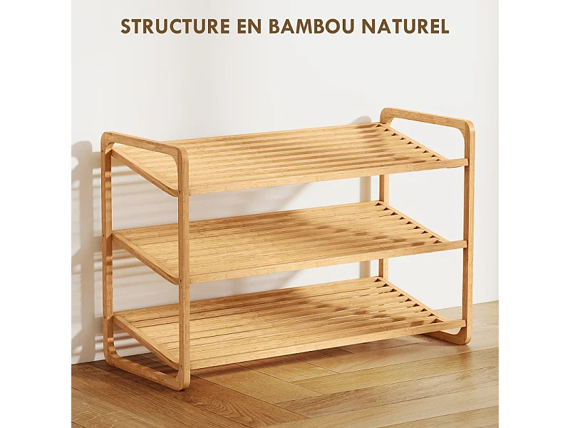 Étagère à chaussures EMILIO bambou naturel