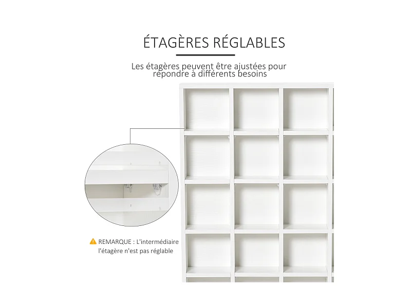 Etagère 24 compartiments ajustables LAIGER blanche