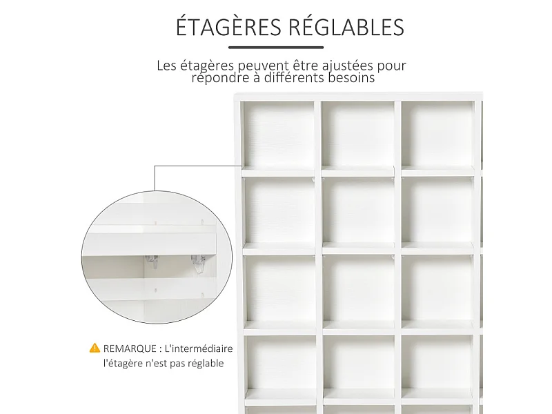 Etagère 24 compartiments ajustables LAIGER blanche