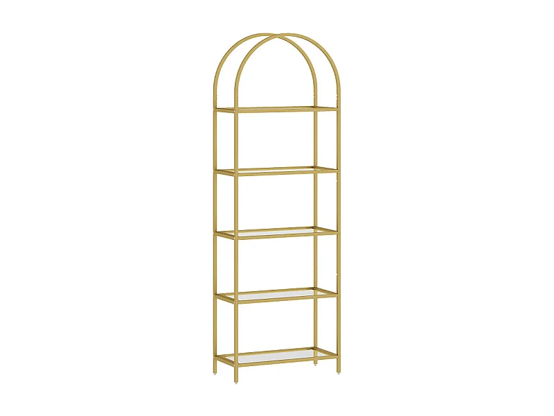 Etagère arc métal et verre ZEUS dorée