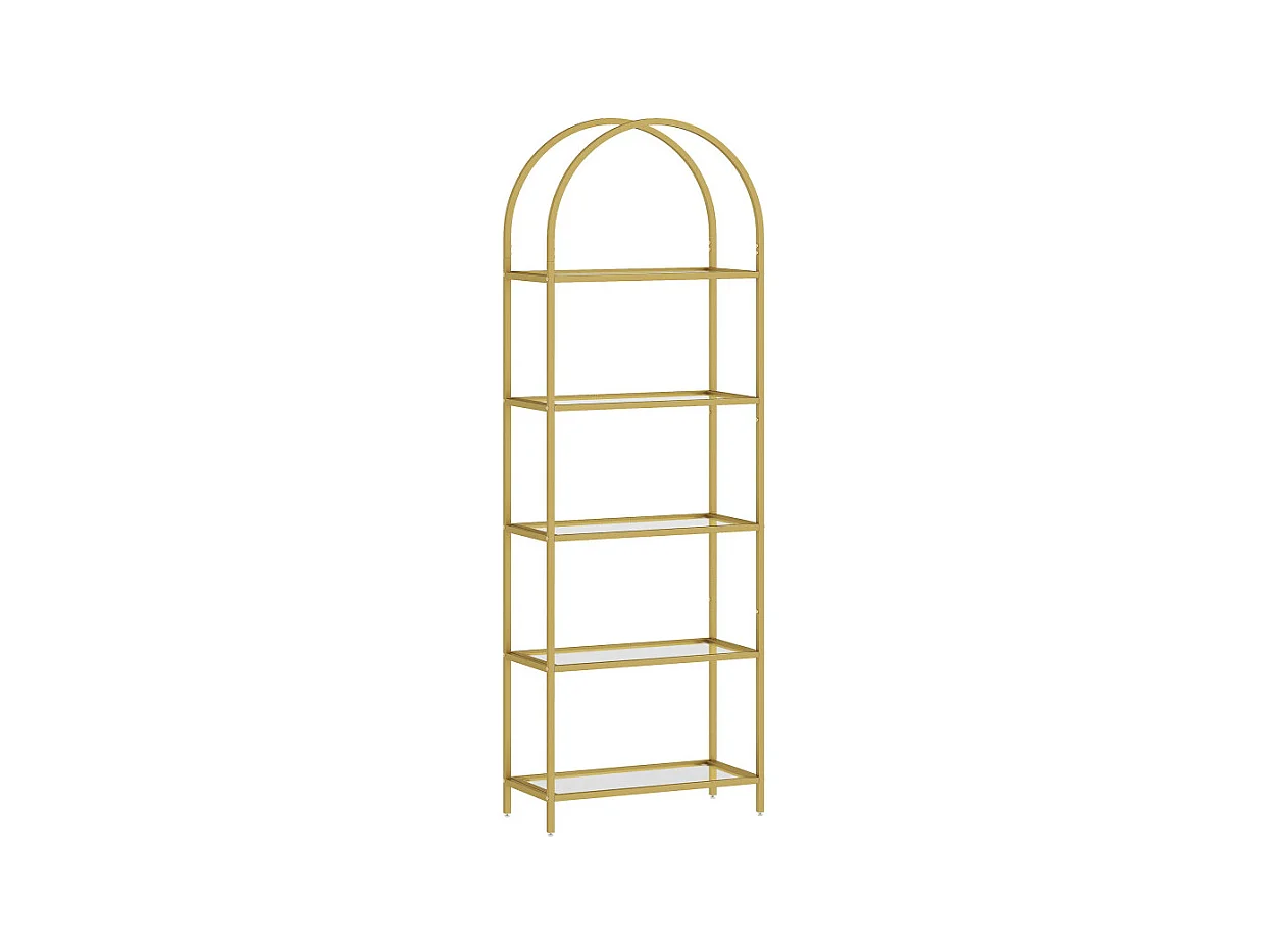 Etagère arc métal et verre ZEUS dorée