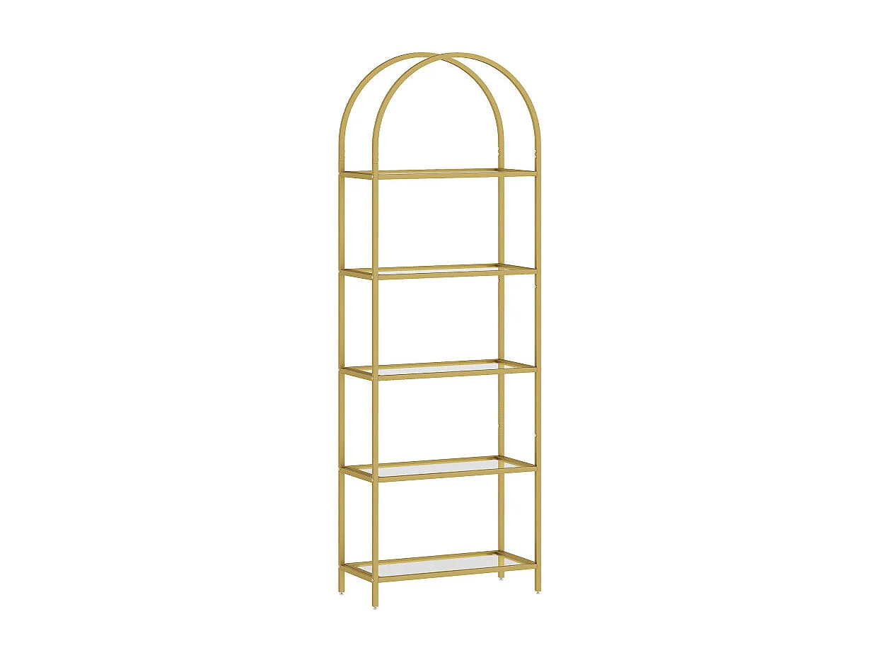 Etagère arc métal et verre ZEUS dorée