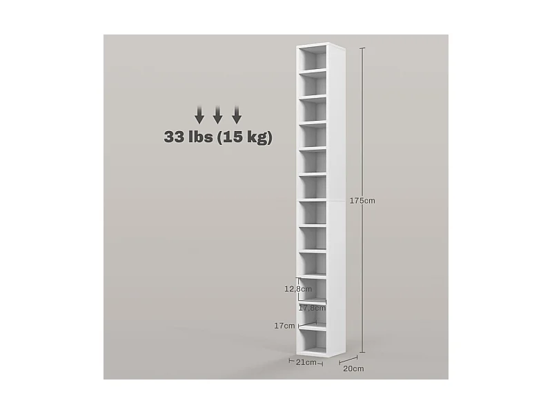 Etagère colonne 175 cm BUREN blanche