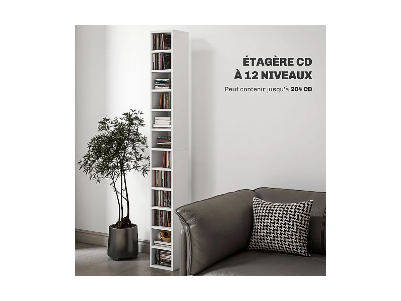 Etagère colonne 175 cm BUREN blanche