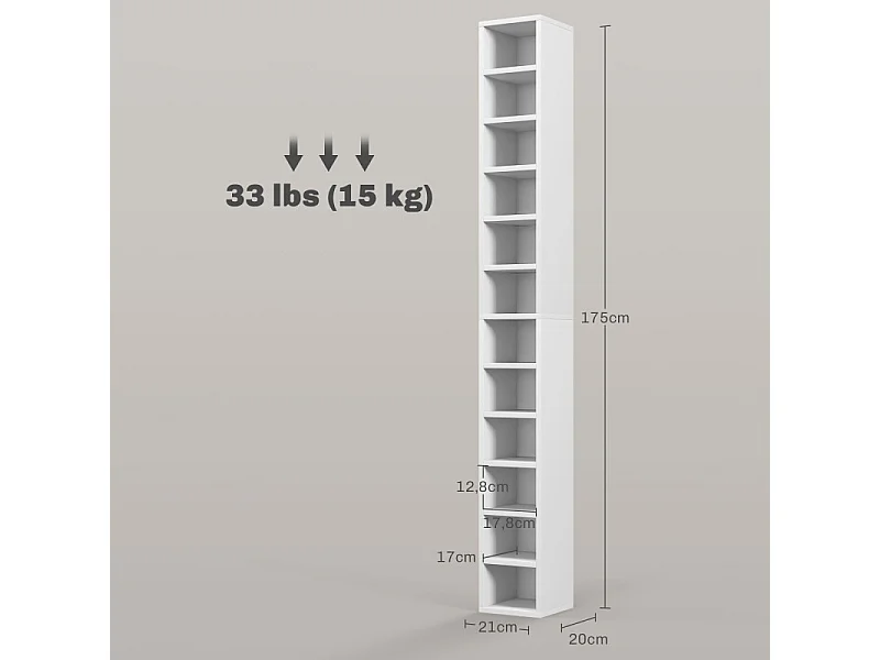 Etagère colonne 175 cm BUREN blanche