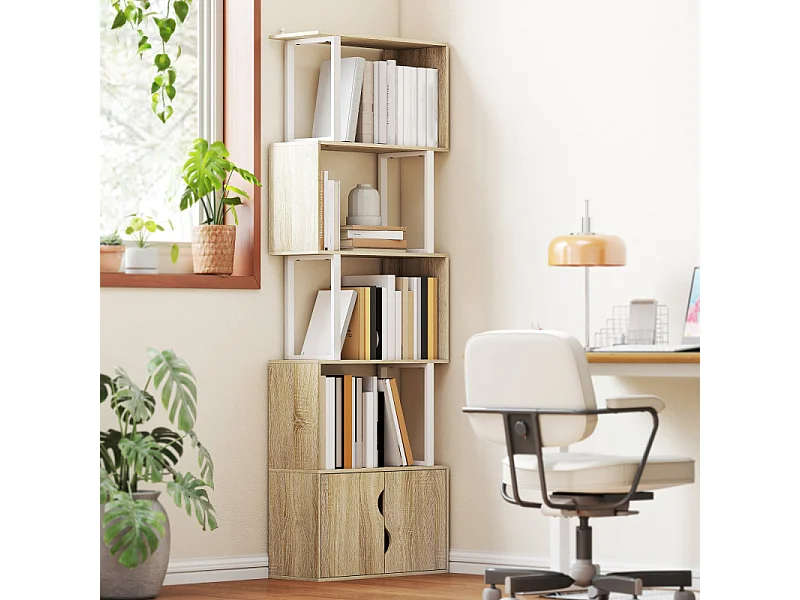 Etagère Zig-Zag 5 niveaux SWEEN effet bois naturel