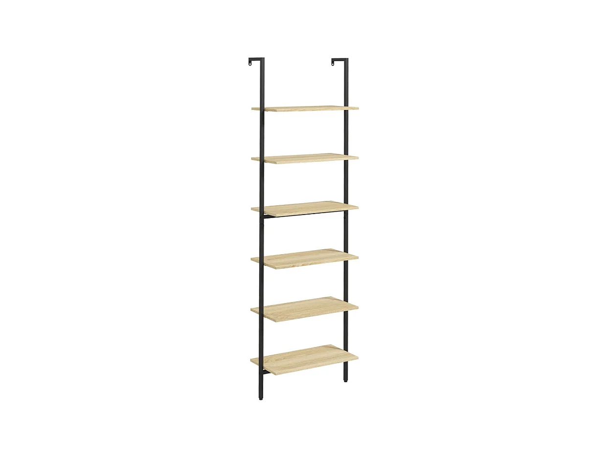 Etagère échelle 6 niveaux SNAPER aspect bois clair.
