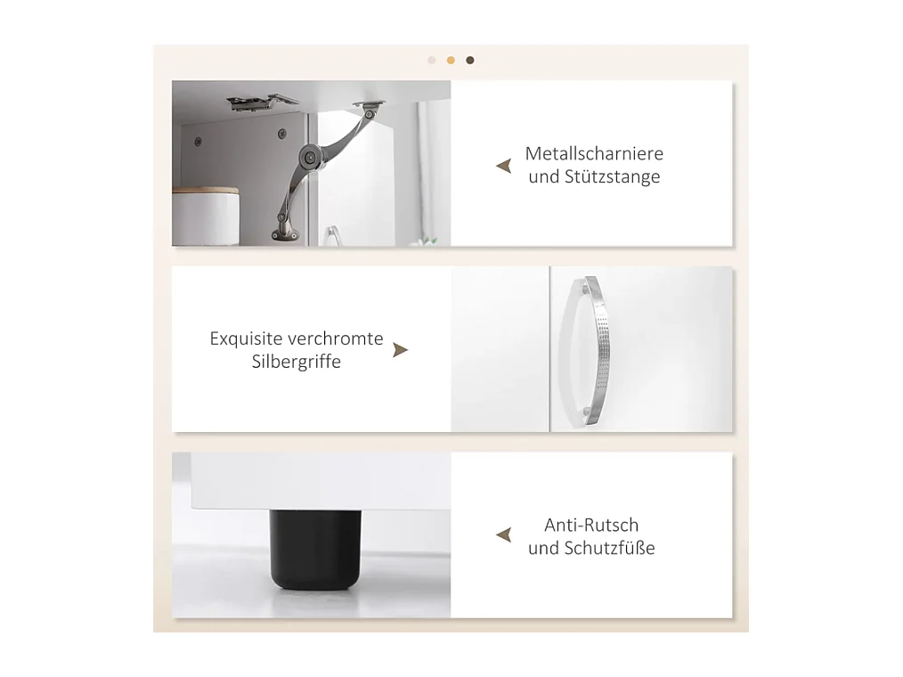 Küchenschrank, Buffet, 3 Schubladen, 3 Regale, viel Stauraum, 89x39,5x168cm, Weiß