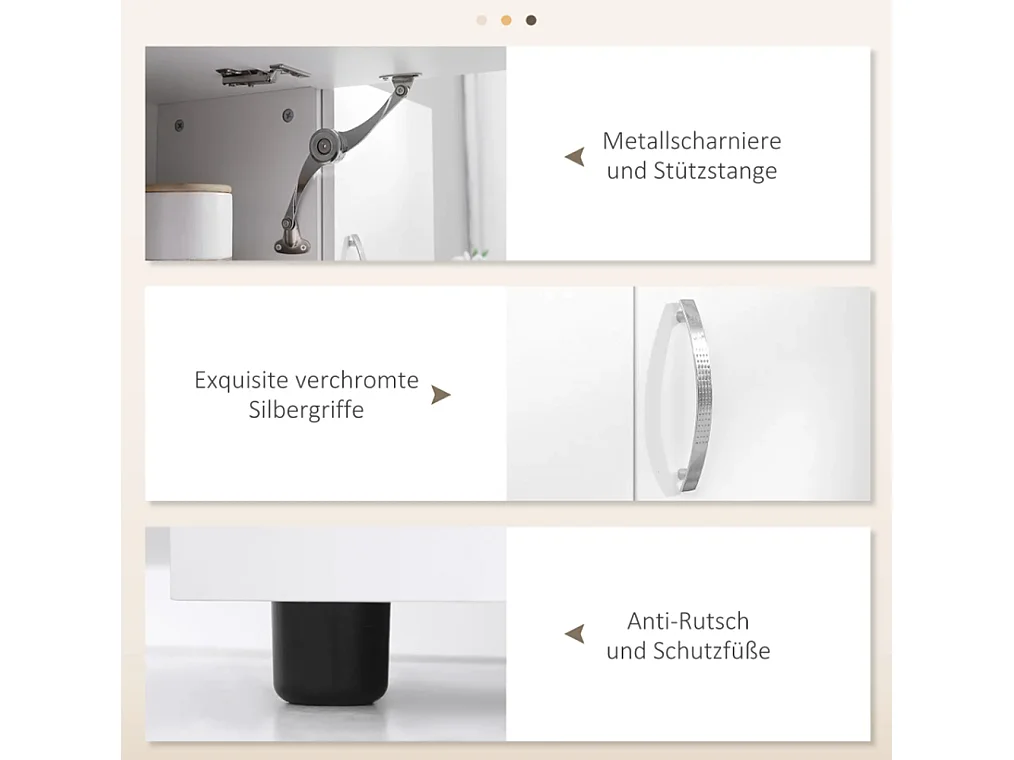 Küchenschrank, Buffet, 3 Schubladen, 3 Regale, viel Stauraum, 89x39,5x168cm, Weiß