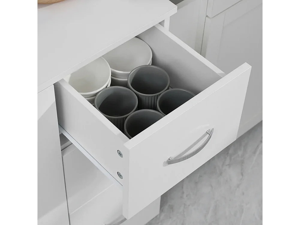 Küchenschrank, Buffet, 3 Schubladen, 3 Regale, viel Stauraum, 89x39,5x168cm, Weiß