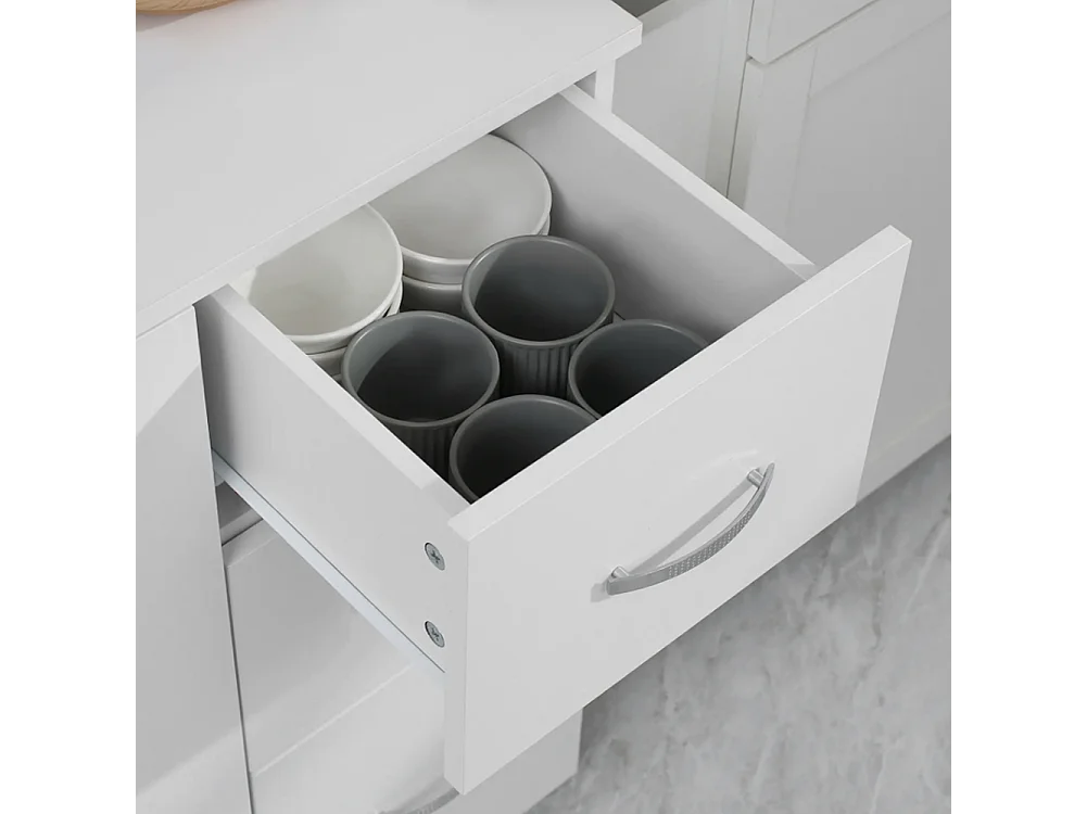 Küchenschrank, Buffet, 3 Schubladen, 3 Regale, viel Stauraum, 89x39,5x168cm, Weiß