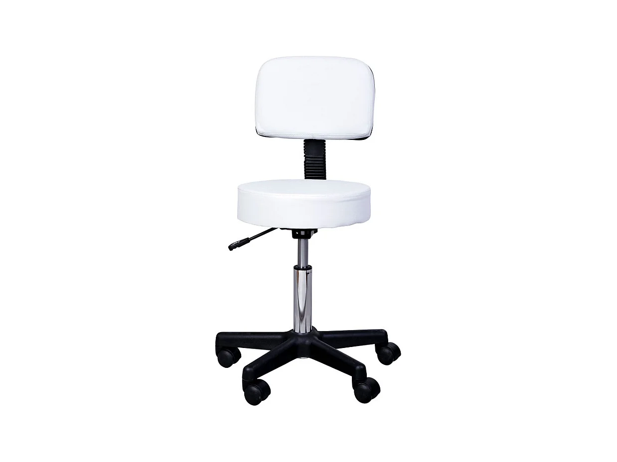 Tabouret de massage à roulettes réglable JEREMIA blanc