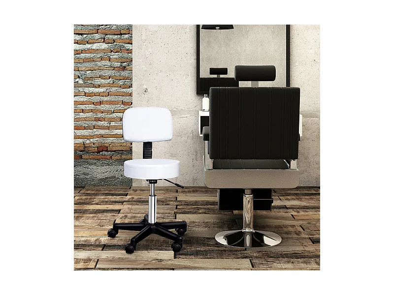 Tabouret de massage à roulettes réglable JEREMIA blanc