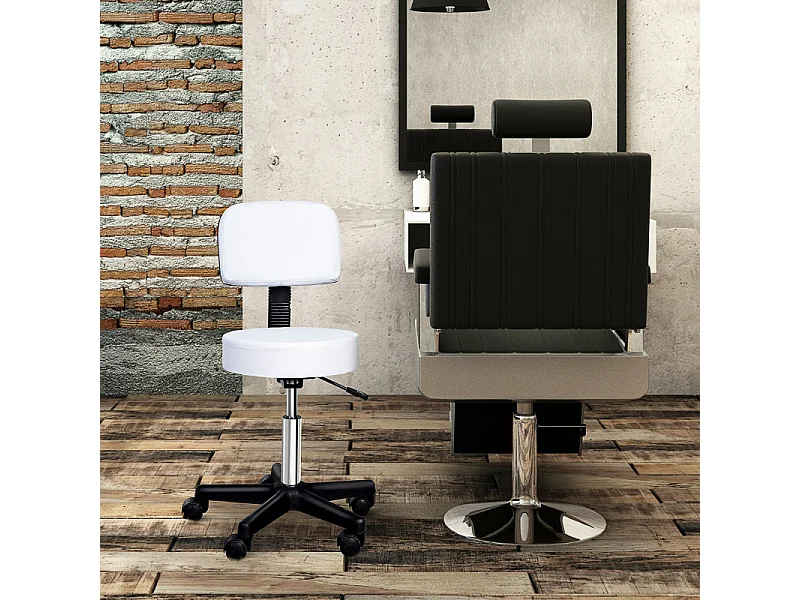 Tabouret de massage à roulettes réglable JEREMIA blanc