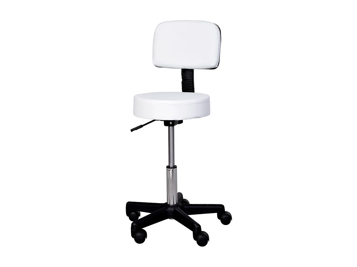 Tabouret de massage à roulettes réglable JEREMIA blanc