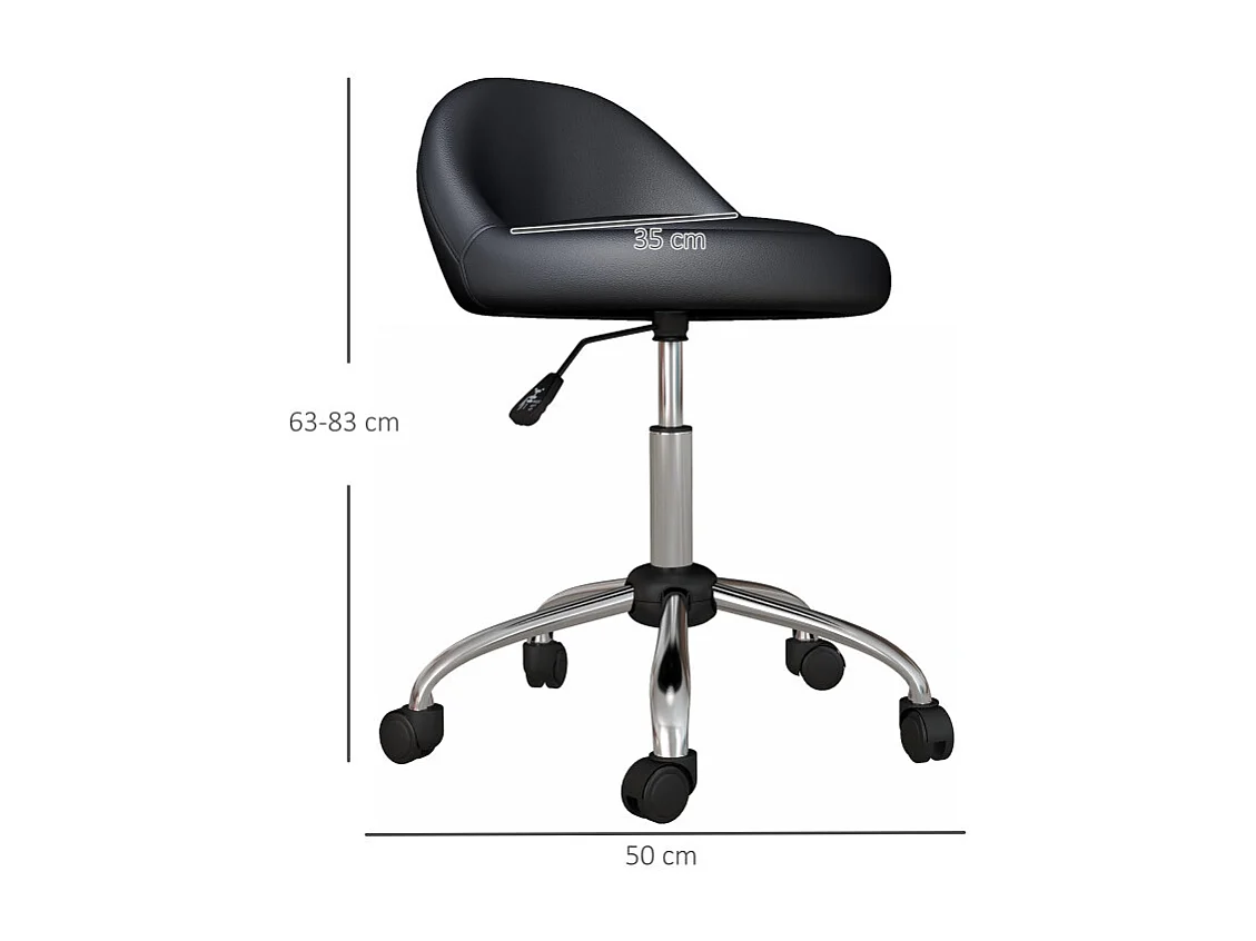 Tabouret à roulettes pivotant 360° MARCY noir