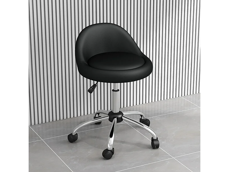 Tabouret à roulettes pivotant 360° MARCY noir