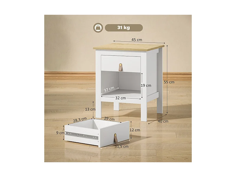 Lot de 2 tables de chevets LAVIA blanc