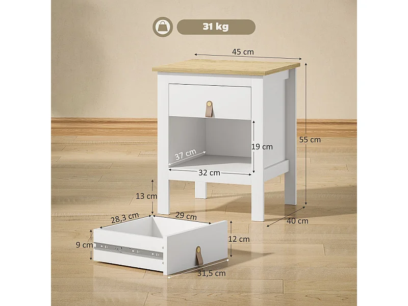 Lot de 2 tables de chevets LAVIA blanc