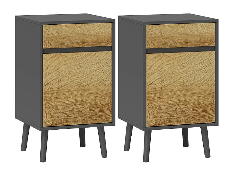 Lot de 2 chevets LYKKE effet bois gris