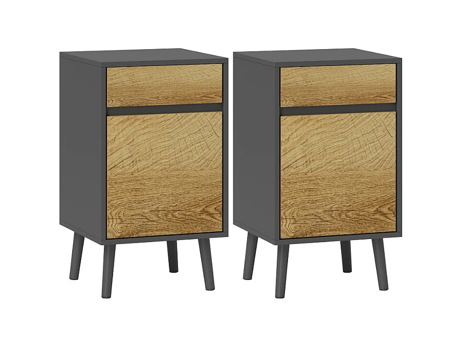 Lot de 2 chevets LYKKE effet bois gris