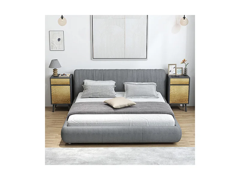 Lot de 2 chevets LYKKE effet bois gris