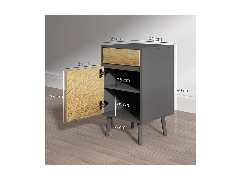 Lot de 2 chevets LYKKE effet bois gris