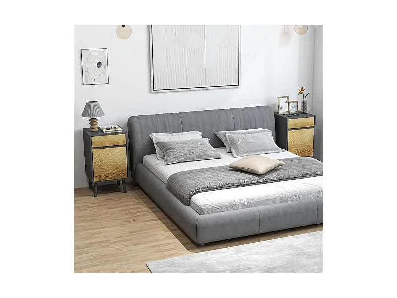 Lot de 2 chevets LYKKE effet bois gris