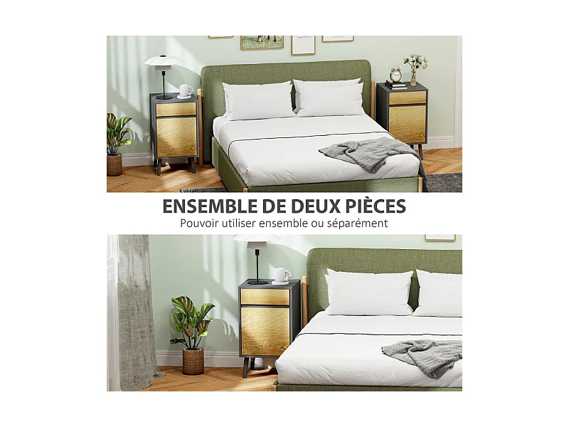 Lot de 2 chevets LYKKE effet bois gris