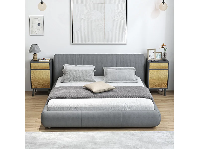 Lot de 2 chevets LYKKE effet bois gris