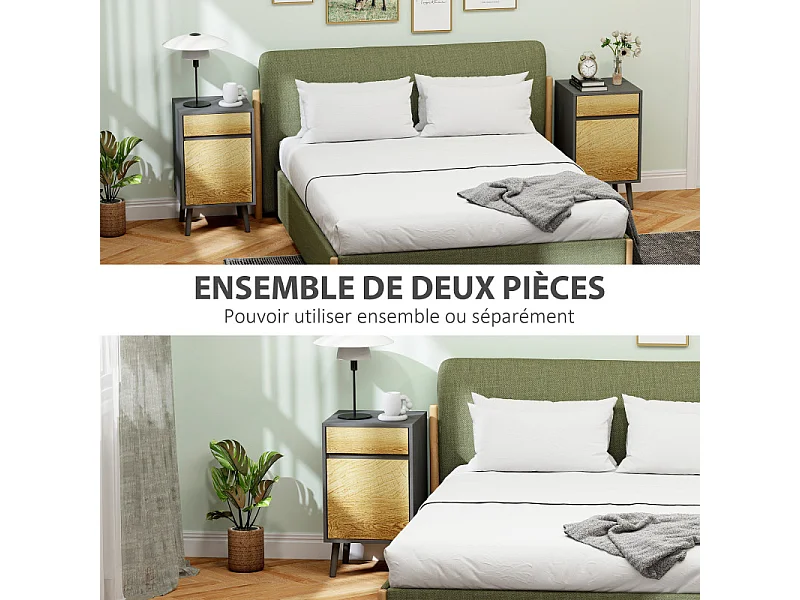 Lot de 2 chevets LYKKE effet bois gris