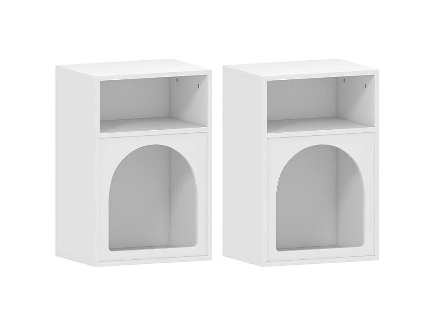 Lot de 2 chevets design tendance troglodyte 2 niches TARGA blanc