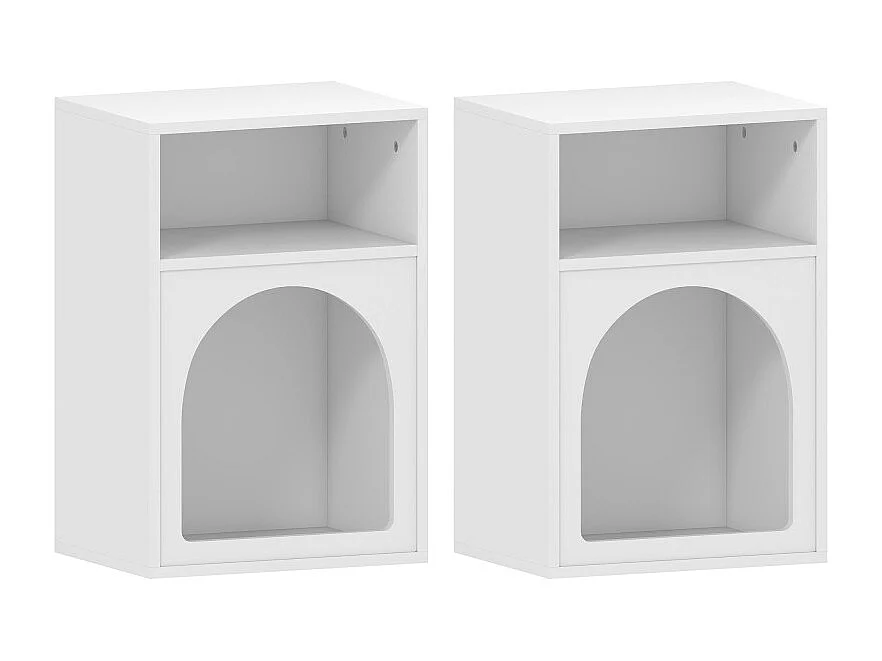 Lot de 2 chevets design tendance troglodyte 2 niches TARGA blanc