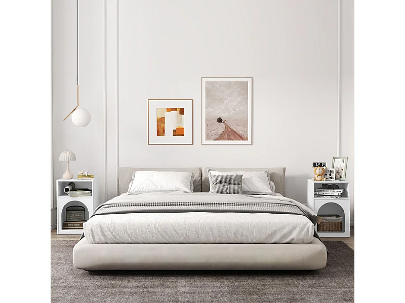 Lot de 2 chevets design tendance troglodyte 2 niches TARGA blanc