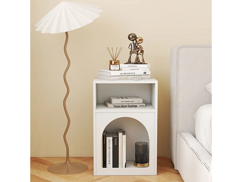 Lot de 2 chevets design tendance troglodyte 2 niches TARGA blanc