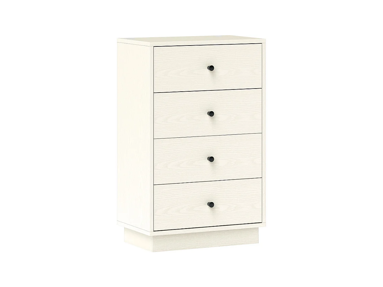 Commode 4 tiroirs CONNOR effet bois blanc