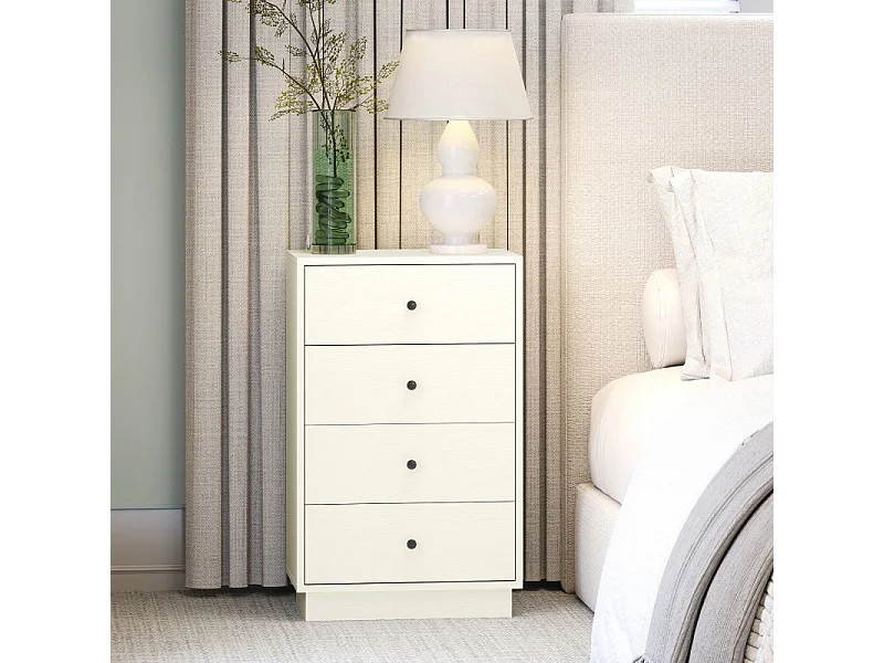 Commode 4 tiroirs CONNOR effet bois blanc