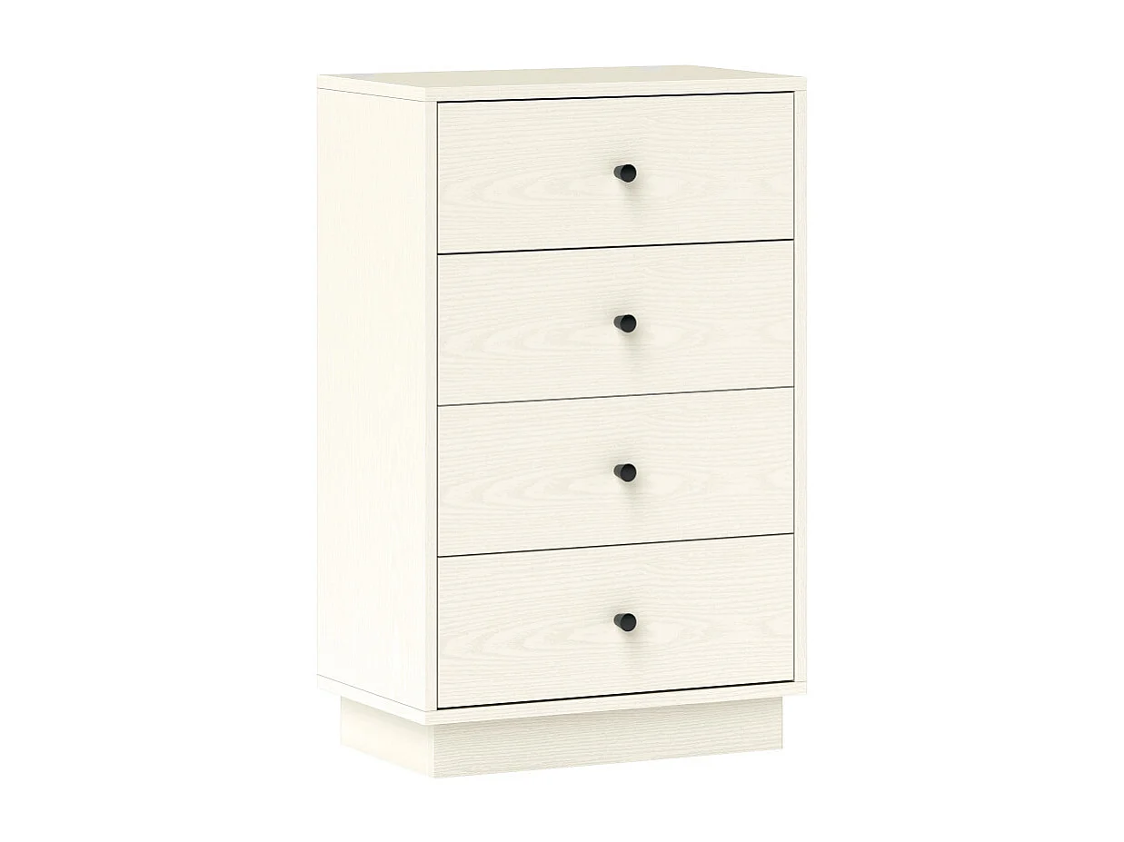 Commode 4 tiroirs CONNOR effet bois blanc