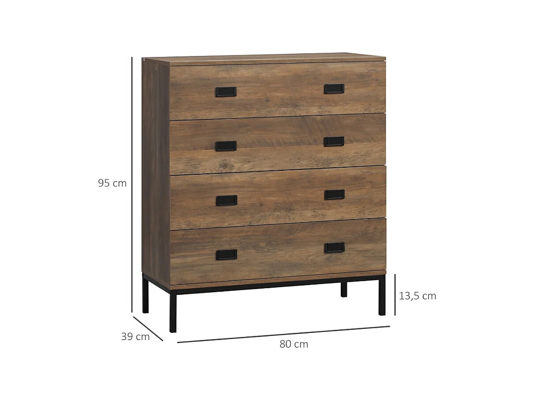Commode 4 tiroirs JACKSON effet bois de manguier